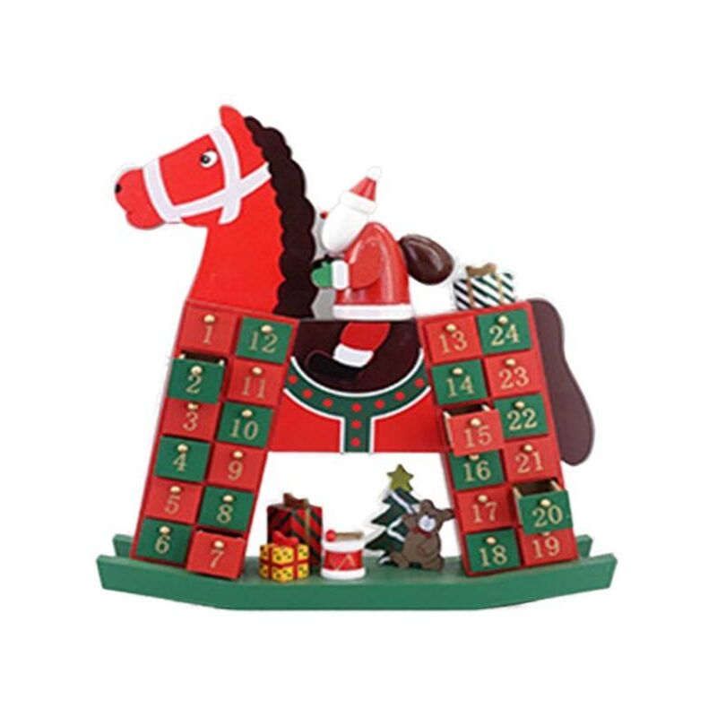 Trade Shop - Calendario Avvento Altalena Cavallo Natale Legno Cassetti  Decorazioni Natalizie