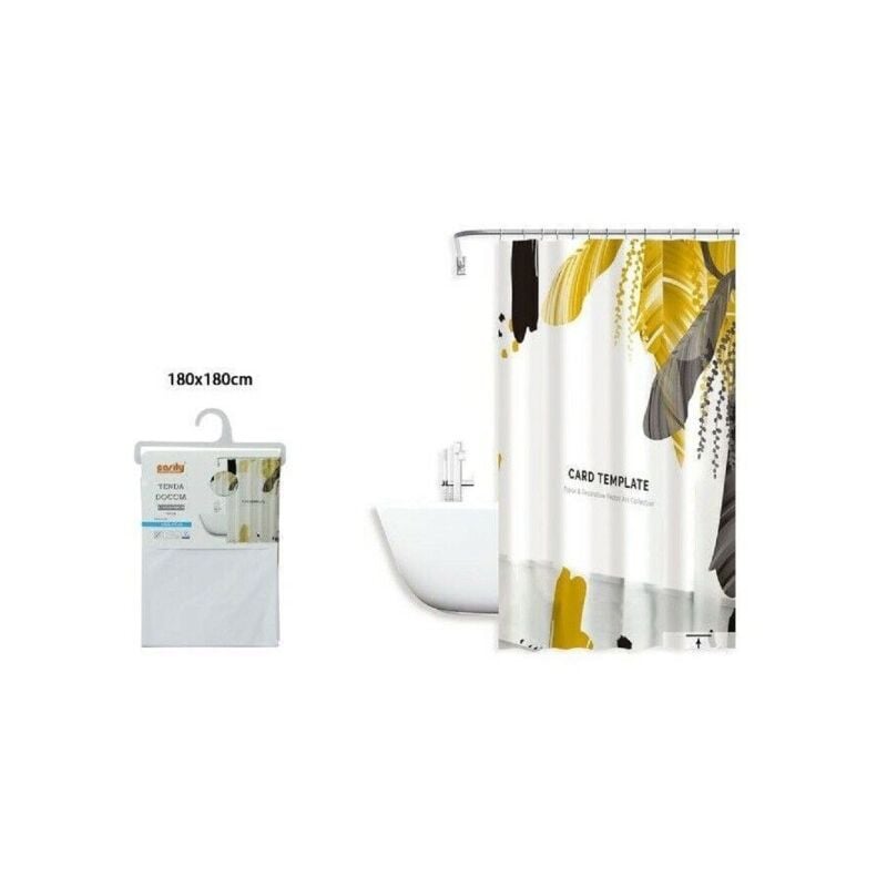 Trade Shop - Tenda Doccia Antimuffa Card Template Impermeabile 180 X 180cm  Anelli Bagno 79215
