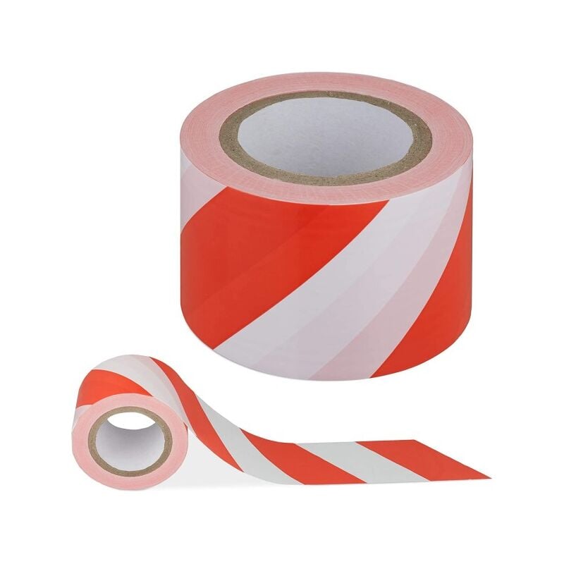 Trade Shop - Nastro Segnaletico Antistrappo Sicurezza Cantiere Pericolo  Bianco Rosso 50mmx18m