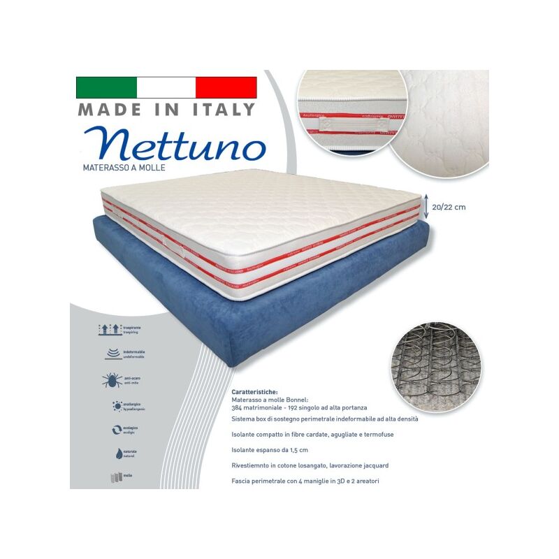 Trade Shop - Materasso Singolo 80x190 Alto 24 Cm Molle Insacchettate E  Memory Foam Ortopedico