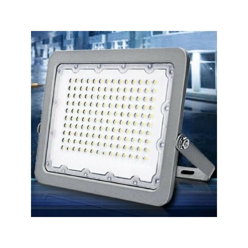 Faro Led 50W Grigio con pannello solare IP66 Bianco neutro 4000K