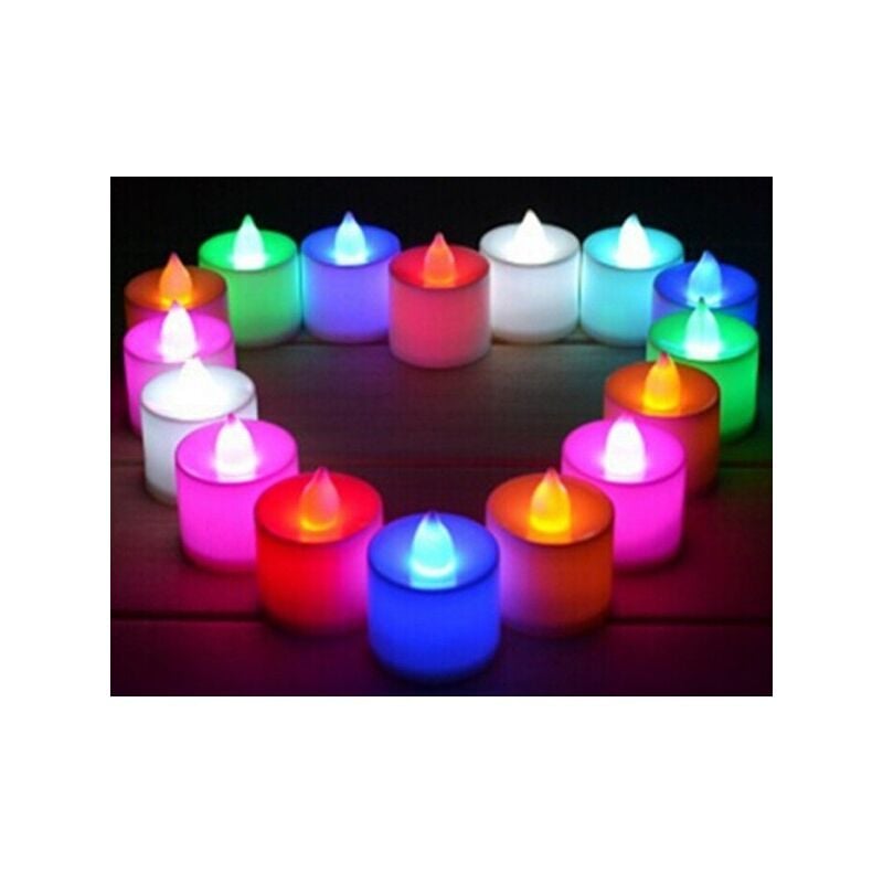 Trade Shop - Set 12 Mini Candele Led Senza Fiamma Tremolante Rgb Multi  Colore Batteria Incl.