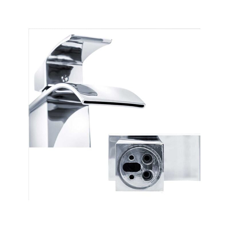 RUBINETTO ALTO DA BAGNO DESIGN MODERNO A CASCATA MISCELATORE MONOCOMANDO  NERO