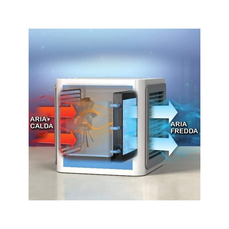 bianco refrigeratore evaporativo mini condizionatore personale 3 velocità con 7 luci LED Esolom per casa e ufficio Condizionatore di raffreddamento ad acqua 