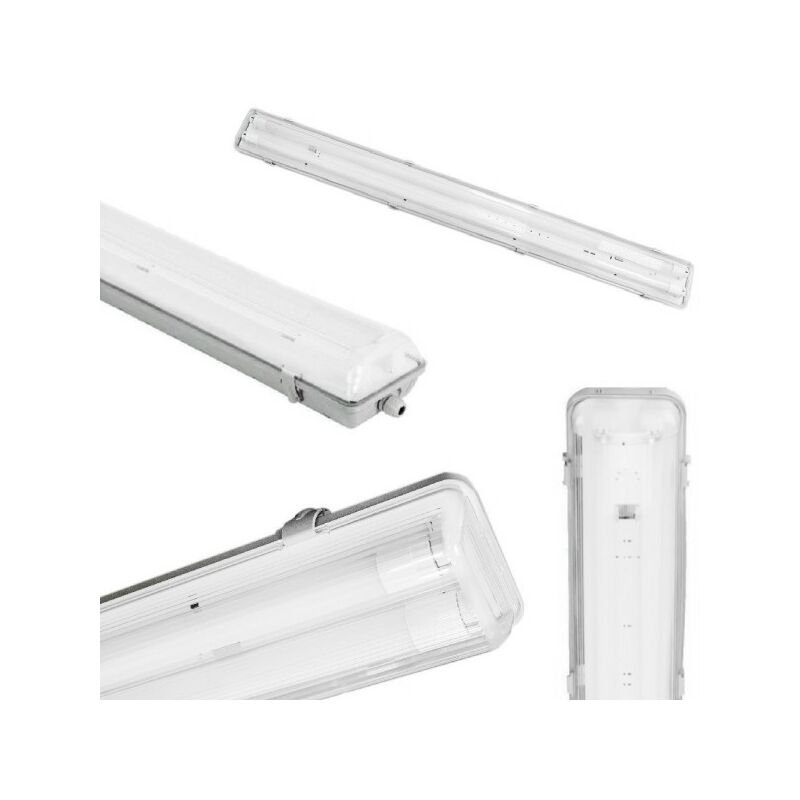 Trade Shop - Plafoniera Doppia Per Tubi Led T8 In Plastica Da 150cm  Trasparente Impermeabile