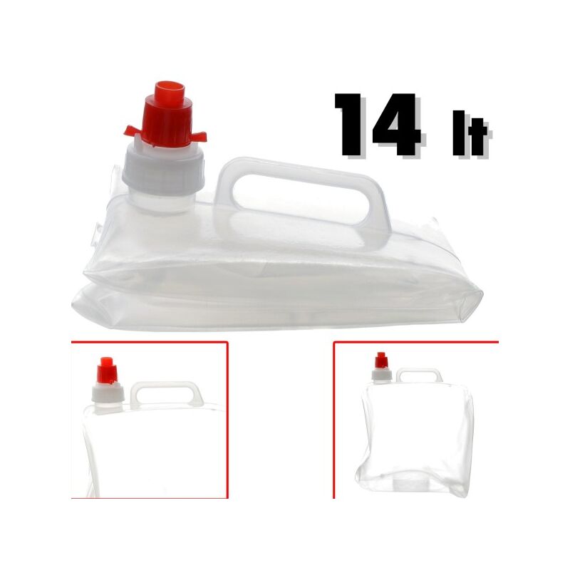 15 Litri 8 x 27 x 30 cm Manico,BPA-Free Trasparente Blu Relaxdays Tanica Pieghevole,Set 4 Contenitori con Rubinetto,Coperchio