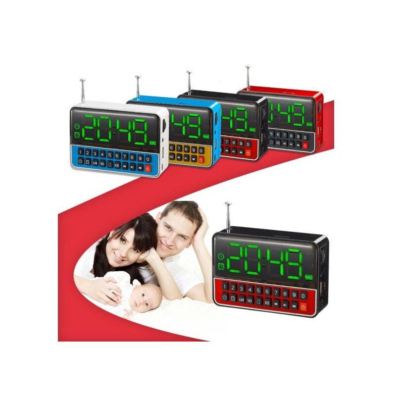 Trade Shop - Orologio Radio Sveglia 562 Digitale Allarme Radio Fm Display  Tf Usb Ipovedenti