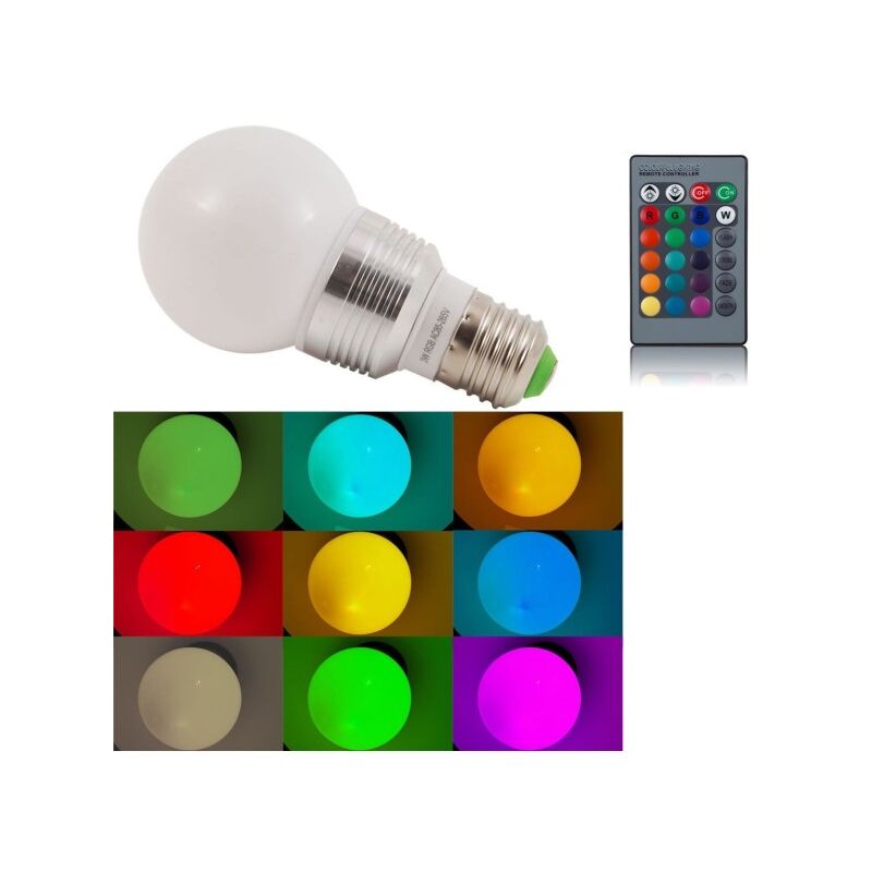 Trade Shop - Lampada Rgb Led 220v E27 Faretto Spot Light 3 W Watt Con  Telecomando Lampadina