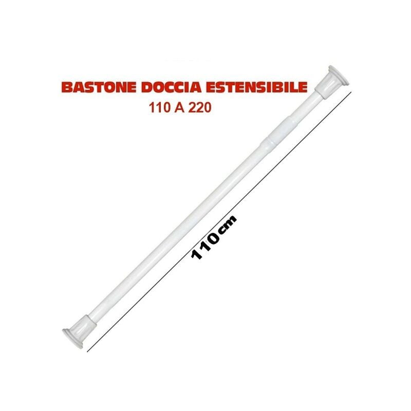 Trade Shop - Bastone Asta Telescopica Per Doccia Tenda Armadio Estensibile  Da 110 A 200 Cm