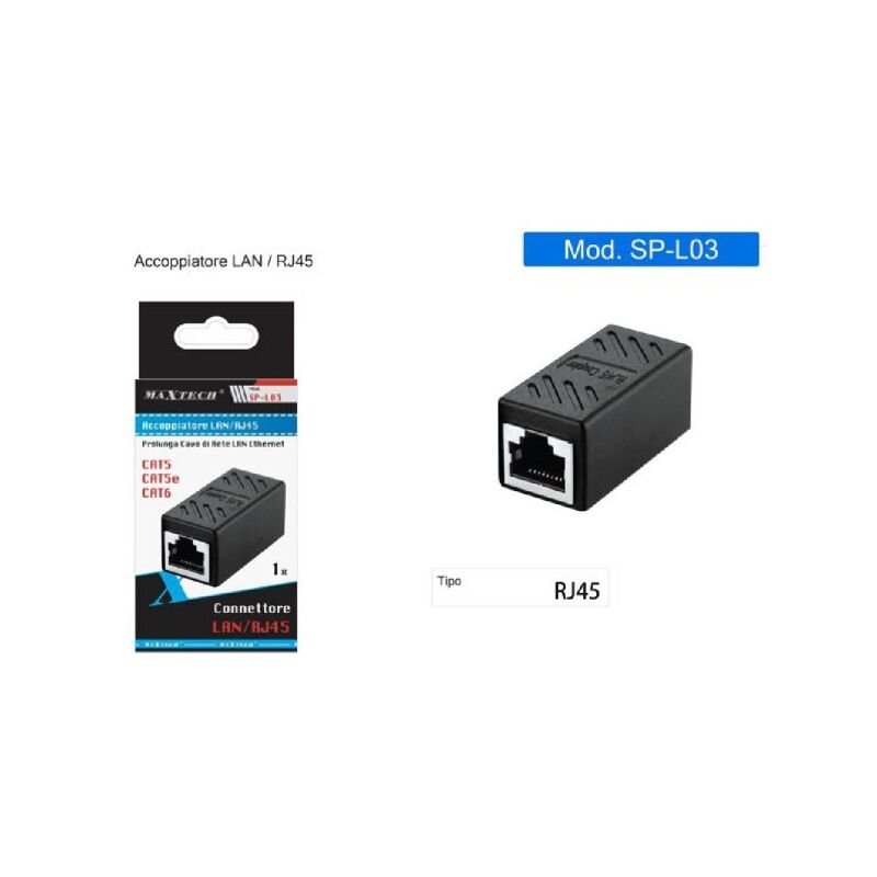 Trade Shop - Accoppiatore Connettore Rete Lan/rj45 Ethernet Cat5/cat5e/cat6  Adattatore Sp-l03