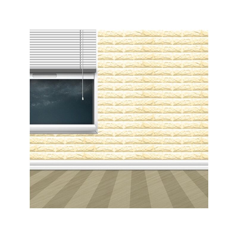 Pannello Adesivo Per Parete Decorazione Effetto Pietra Muro 3d 70 X 60 Cm  Bianco 