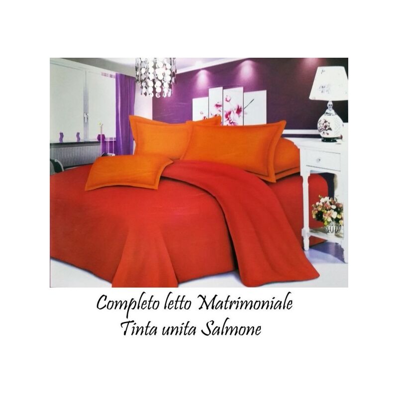 COMPLETO DA LETTO IN PILE LENZUOLO SOPRA E SOTTO 2 COPRICUSCINO ARANCIONE  VERDE