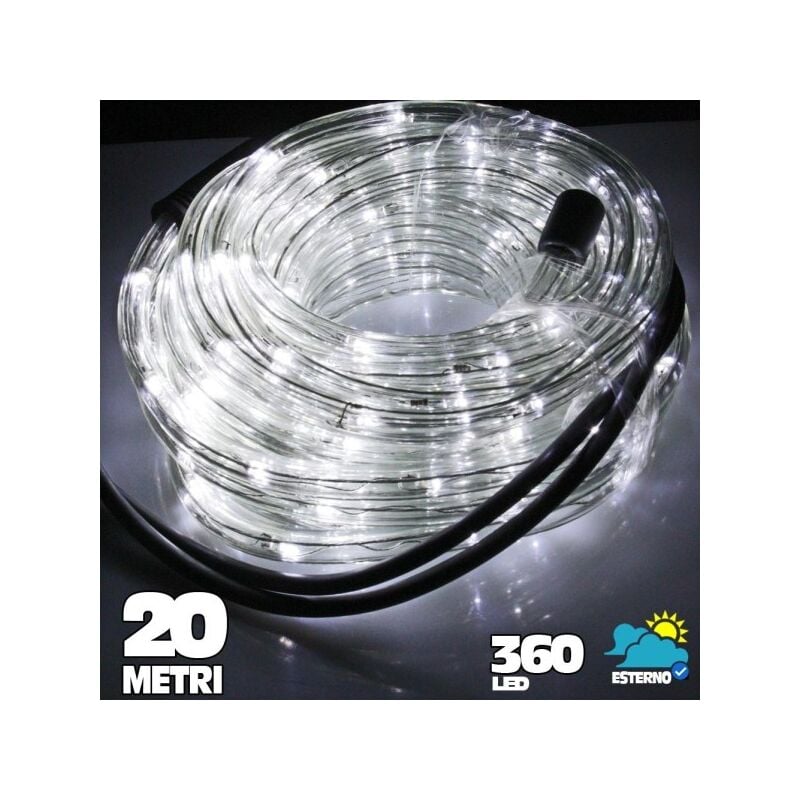 Trade Shop - Tubo Luminoso A Led 360 Luci Bianco Freddo 20 Metri Per Uso  Esterno + Controller