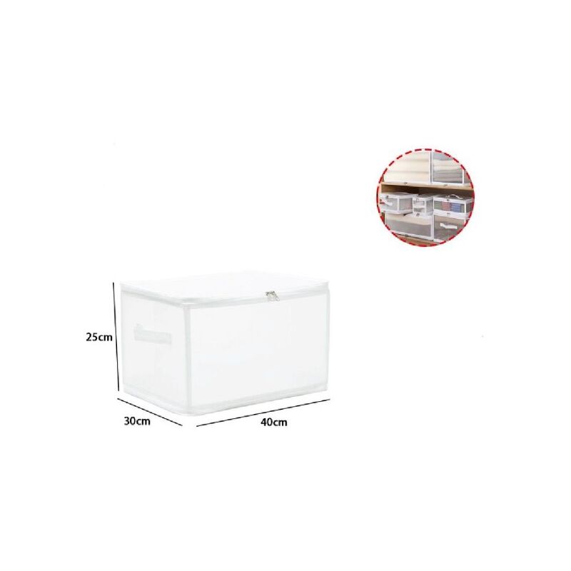 Trade Shop - Box Scatola Salvaspazio Portatutto Contenitore Organizer Armadi  40x30x25cm 59974