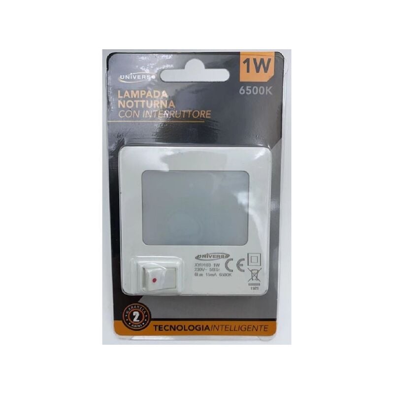 Trade Shop - Lampada Notturna A Led 1w Luce Fredda 6500k Con Interruttore  Punto Luce Xyd103