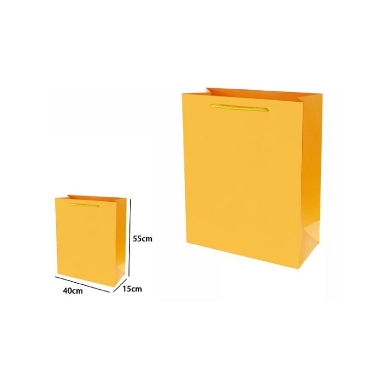 Trade Shop - Set 3 Pz Buste Borsa Regalo Sacchetti 55x40x15cm 69918 Giallo  Con Manico Cordino