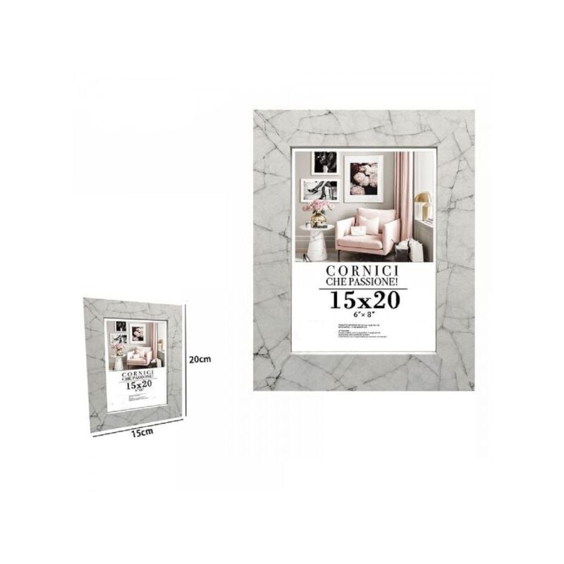 Trade Shop - Cornice Portafoto Quadri Tele Poster 15x20 Cm Modello Effetto  Marmo Bianco 71651
