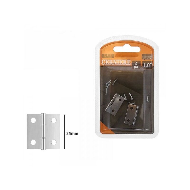 Trade Shop - Set 2 Pezzi Cerniere Per Porte Mobili Armadi Sportelli Ante 25  Mm Silver 69030