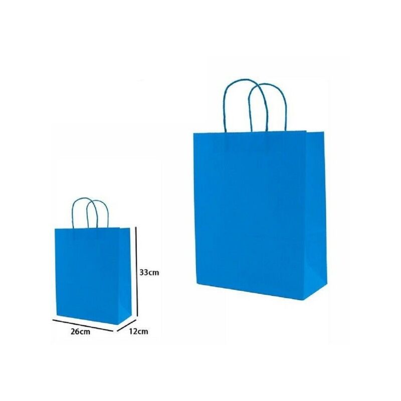 Trade Shop - Set 4pezzi Buste Borsa Da Regalo Sacchetti Carta Colore  Azzurra 33x26x12cm 68475
