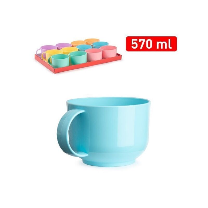 Trade Shop - Set 2 Pz Tazza Latte Mug Jumbo Sweet Tazzoni 570 Ml In Plastica  Colorata