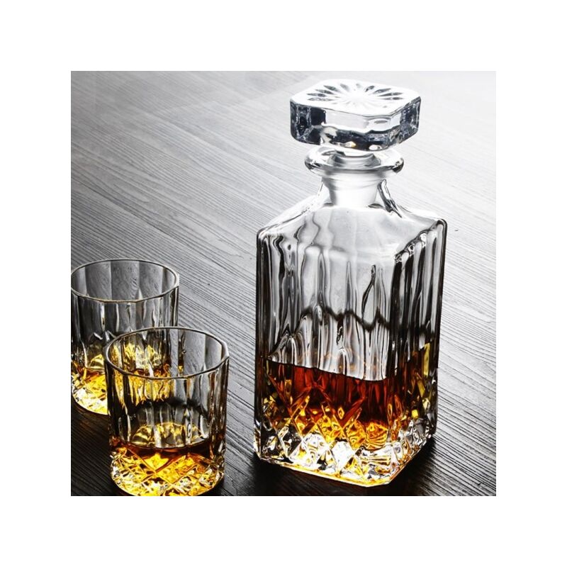 Trade Shop - Bottiglia Vintage Per Liquore Wiskey Cognac Scotch In Vetro  Con Tappo 9x23cm