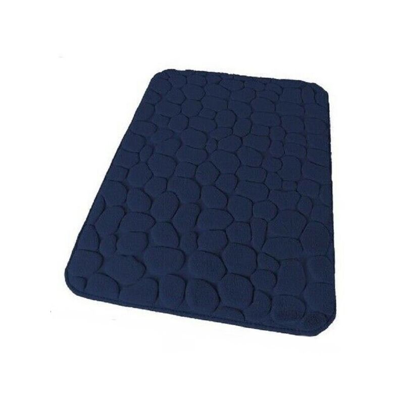 Trade Shop - Tappeto Tappetino Per Bagno Arredo 45 X 75 Cm Effetto Sassi  Blu In Tessuto 69894