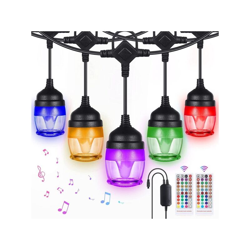 Trade Shop - Luci Per Esterni A Led Rgb 14 Lampadine Dimmerabili  Sincronizzate Impermeabili