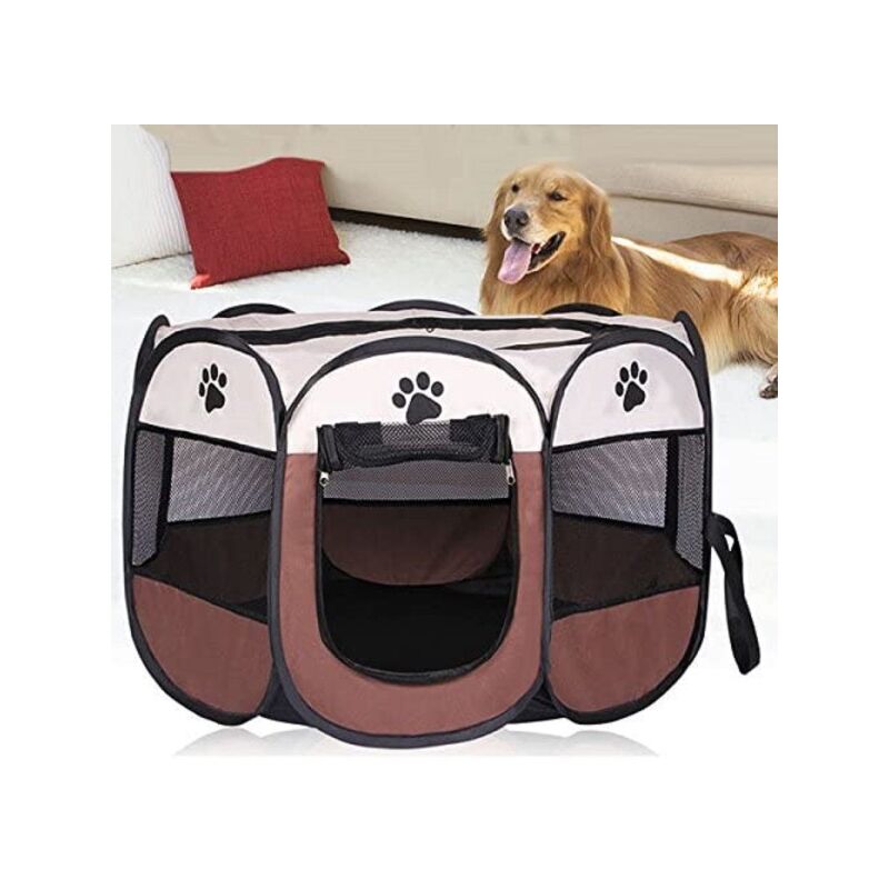 Trade Shop - Tenda Da Campeggio Pieghevole Per Animali Gabbia Per Cani Cucce  Ottagono 75x75cm