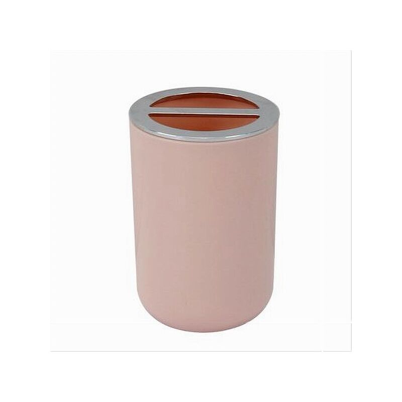 Trade Shop - Porta Spazzolini Bicchiere Accessori Bagno 2 Fori Rosa Silver  Contenitore 79869