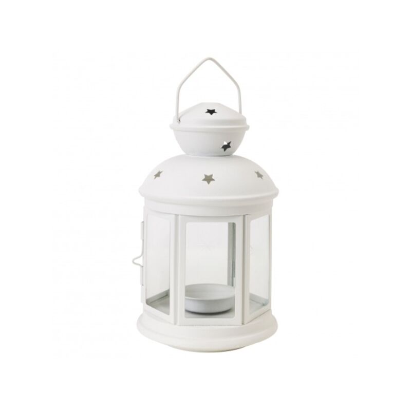 Trade Shop - Lanterna Bianco Portacandela 16x10cm Matrimonio Tea Light  Porta Candela Candele