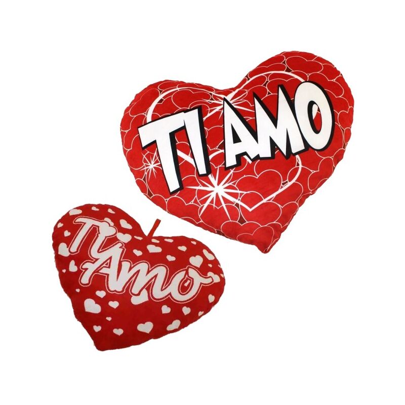 Trade Shop - Cuore In Peluche Cuscino Scritta Ti Amo 23cm San Valentino 2  Mod Assortiti 65620