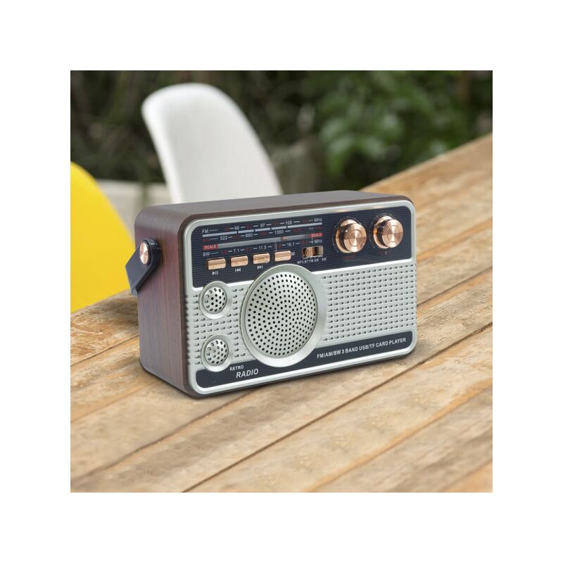 Trade Shop - Radio Fm Retro Wireless Altoparlante Mp3 Portatile Bluetooth  Usb Aux Tf Q-fm01