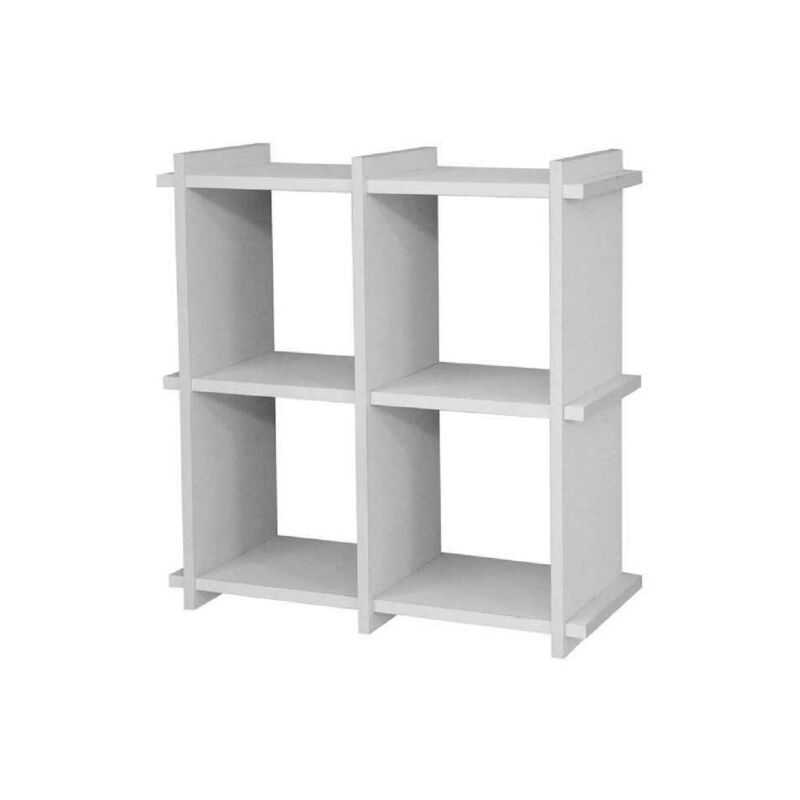 Trade Shop - Bacheca Scaffale Da Parete Mensola In Legno Bianco 35x13x35cm  4 Scomparti 782459