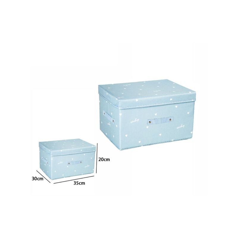 Trade Shop - Box Scatola Salvaspazio Armadio Contenitore Porta Oggetti  Organizer 35x30x20 Cm Celeste