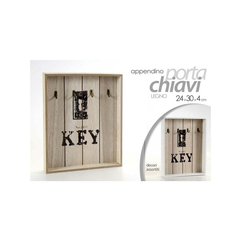 Trade Shop - Appendino Porta Chiavi Parete Key Con Ganci In Legno