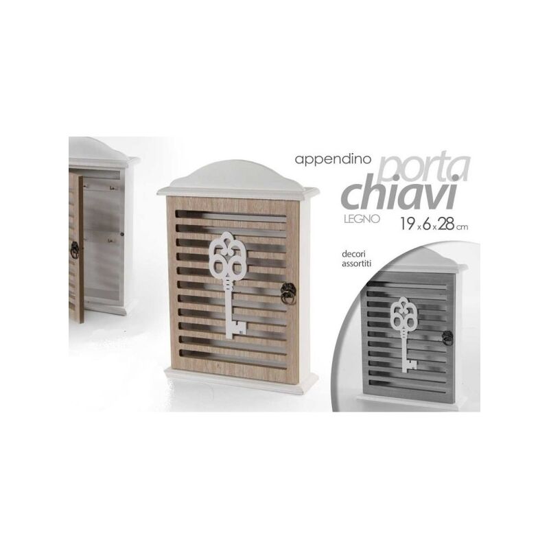 Trade Shop - Portachiavi Parete 19x6x28 Cm In Legno Chiave