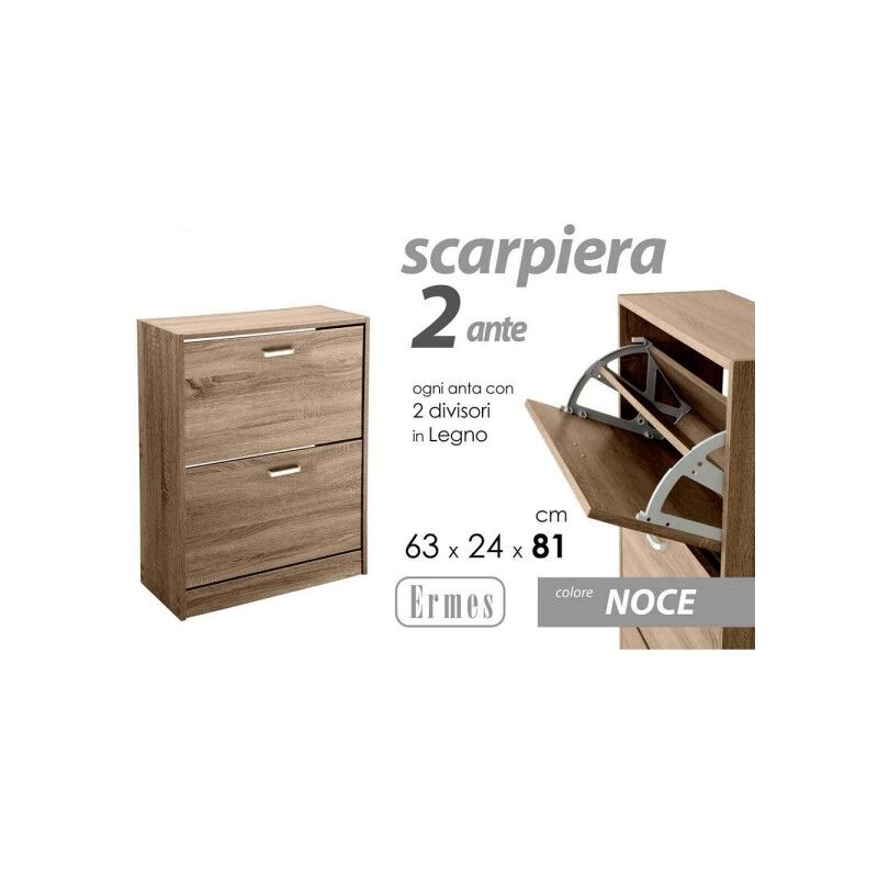 Scarpiera 4 Ante Ripiani Doppia Profondita Legno MDF 63x24x150