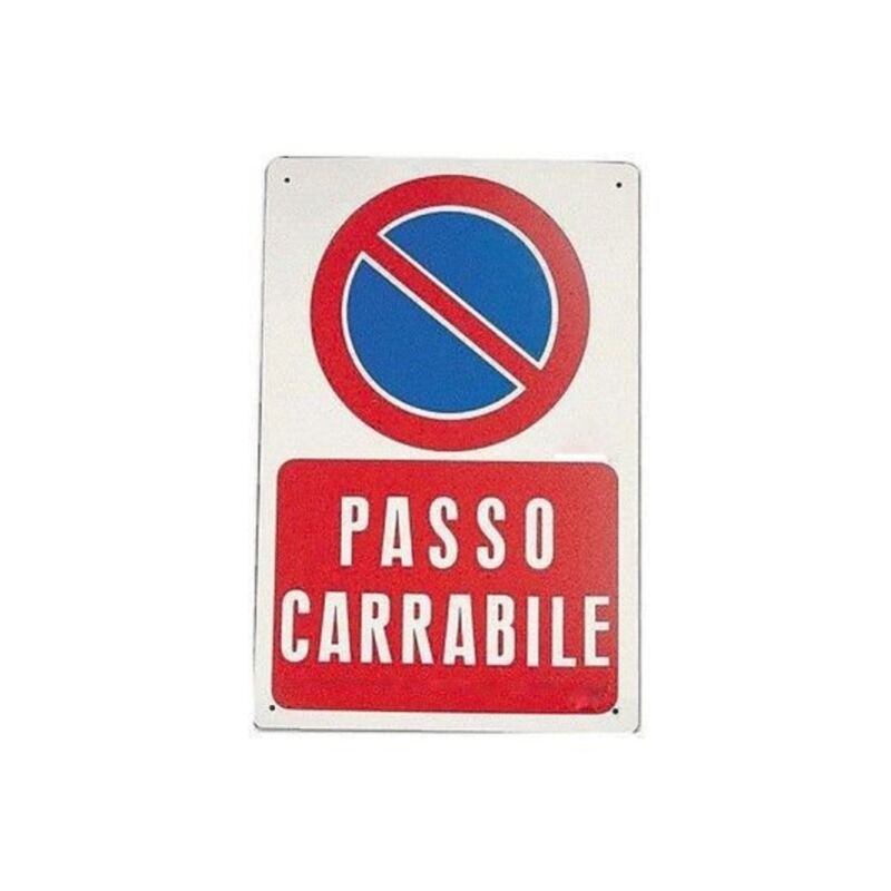 Trade Shop - Cartello Passo Carrabile Segnaletica Sicurezza Avvertimento  Plastificato