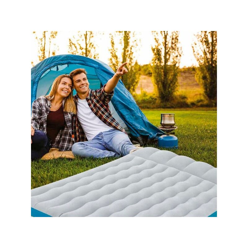 Trade Shop - Materasso Gonfiabile Matrimoniale Camping Laminato  193x127x24cm Campeggio 67999