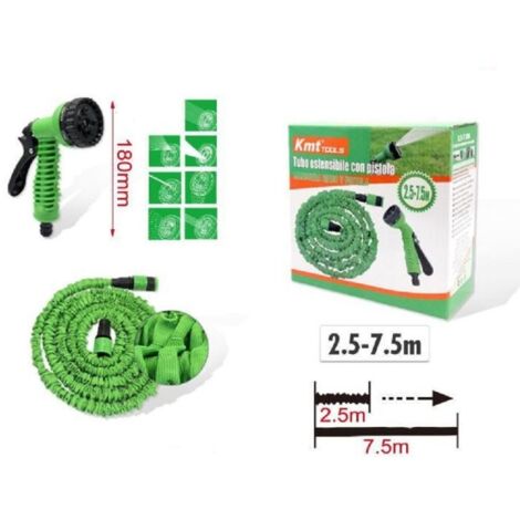 Trade Shop - Tubo Estensibile Giardino Con Pistola 2.5-7.5 Mt Per Irrigazione  Piante 9369408