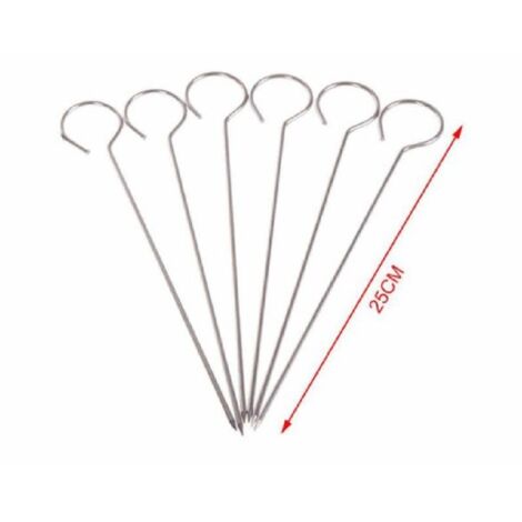 Trade Shop - Set 10 Spiedini In Acciaio Inox 25 Cm Impugnatura Uncino Per  Griglia Bbq 2406315