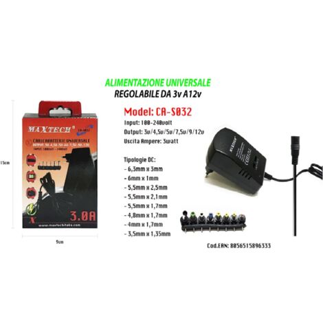 ADATTATORE DA CA A DC Alimentatore regolabile 3V 5V 6V 9V 12V 15V