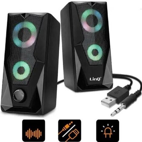 Trade Shop - Casse Altoparlanti Stereo Usb 2.0 Con Luci Led Pc Gaming Rgb  Speaker Tv Mp3