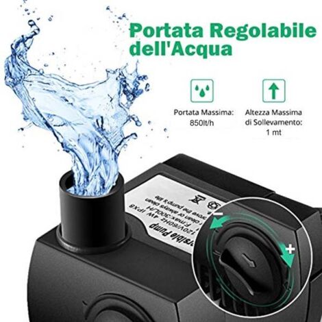 Pompa sommergibile per acquario riciclo acqua dolce salata 800 L/H