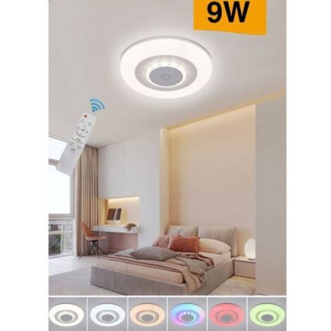 Plafoniera led RGB musicale bluetooth con telecomando lampadario luce  muticolore rotonda cerchio bianco da soffitto moderna