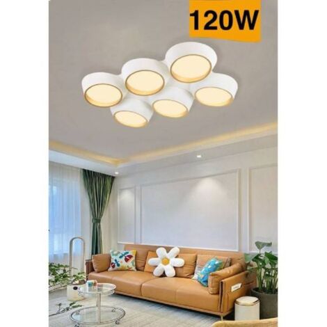 Lampadario da soffitto a led 6 luci cerchi plafoniera design moderno camera  luce Naturale 59w