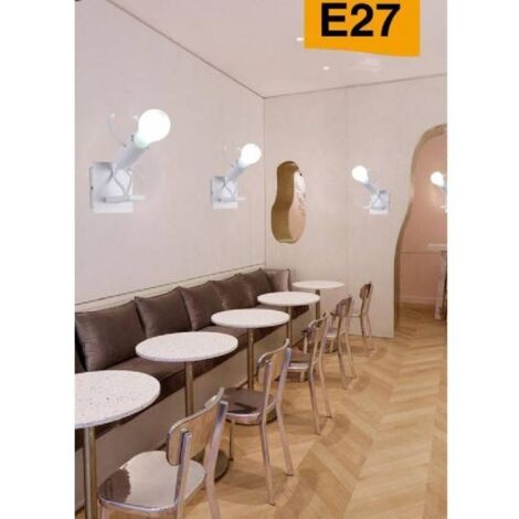 Applique da parete omino con scala bianco nero attacco E27 lampada  particolare moderno per camera cameretta bambini