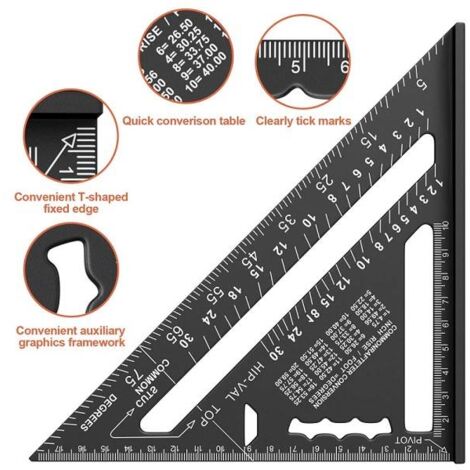 Squadra Da Falegname Professionale Carpentiere Misura Triangolare Strumenti  Righello In Lega Di Alluminio Squadrette Da Carpenteri Goniometro Attrezzi