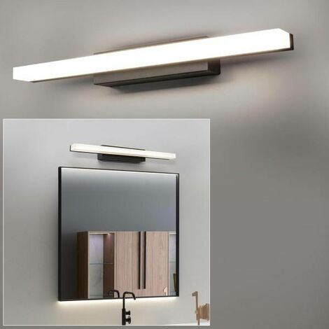 Trade Shop - Applique Moderno Nero Lampada Parete Led 9w 4000k Luce  Specchio Bagno Vetro Satinato