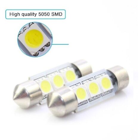 Trade Shop - 3 X Festoon Siluro 39 Mm Bulb 3 Led Smd C5w W5003 T11 5050